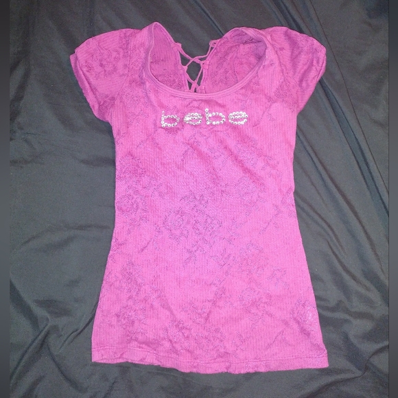 Vintage Bebe Swarovski Crystal Pink top - Picture 7 of 10